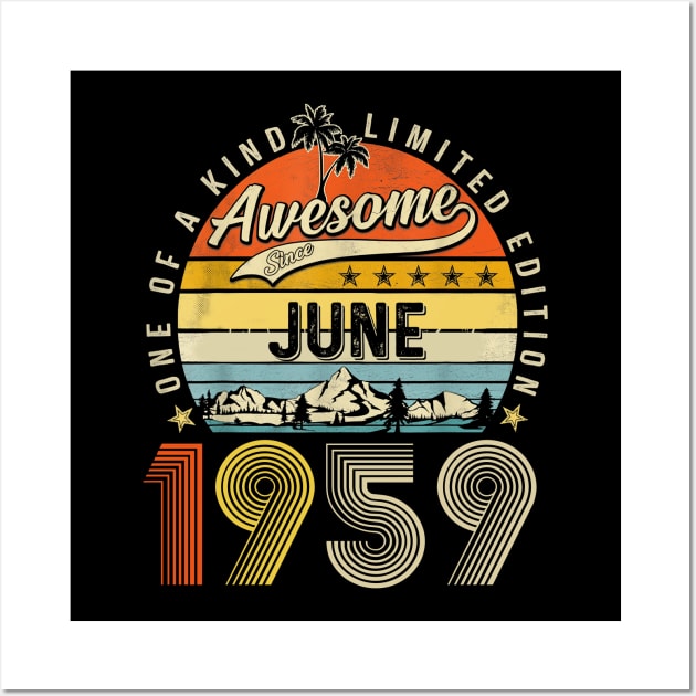 Awesome Since June 1959 Vintage 64th Birthday Wall Art by cogemma.art